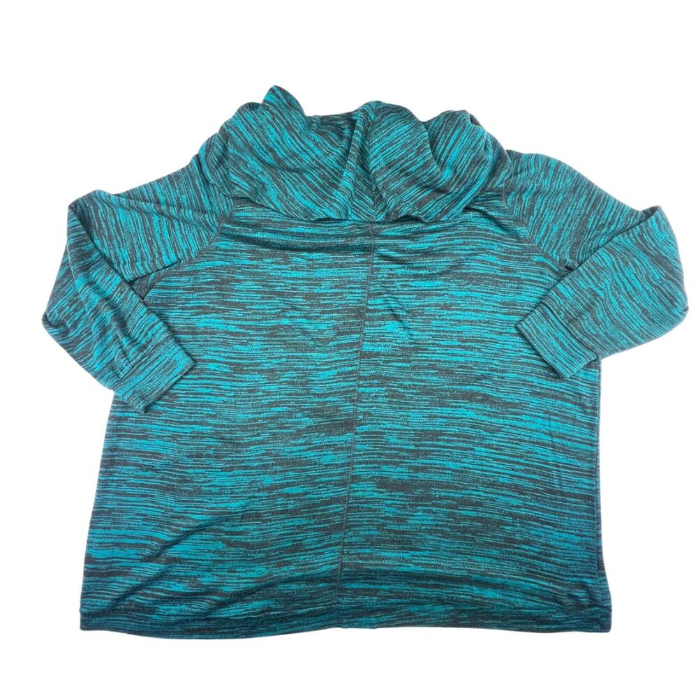 Massini Top Womens 3X Teal Cowl Neck Heathered Relaxed Fit Casual Soft Sweater - Picture 2 of 9